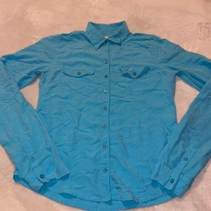 Vintage Blue Hollister Button Up Shirt Size Small